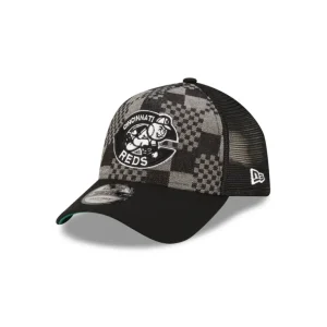 Sale Cincinnati Reds Pattern Denim 9FORTY AFrame Trucker Hat - KTGCaps - Baseball caps for various teams, purchased online at a discount