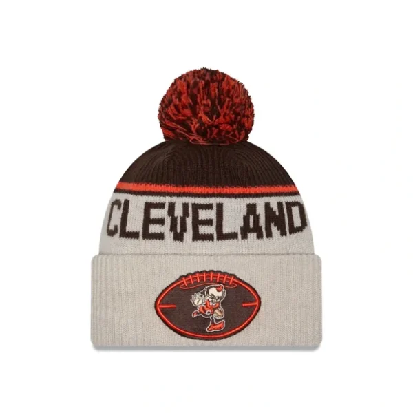 Outlet Cleveland Browns 2024 Cold Weather Historic Pom Knit Hat - KTGCaps - Baseball caps for various teams, purchased online at a discount