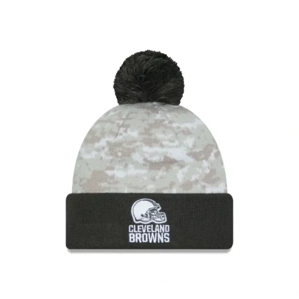 Flash Sale Cleveland Browns 2024 Salute to Service Pom Knit Hat - KTGCaps - Baseball caps for various teams, purchased online at a discount