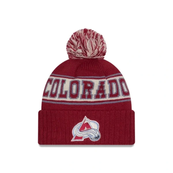 Sale Colorado Avalanche Retro Pom Knit Hat - KTGCaps - Baseball caps for various teams, purchased online at a discount