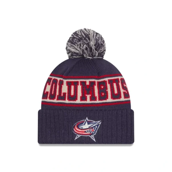 Hot Columbus Blue Jackets Retro Pom Knit Hat - KTGCaps - Baseball caps for various teams, purchased online at a discount