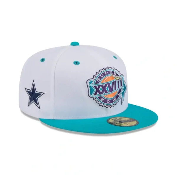 Hot Dallas Cowboys Teal Visor Super Bowl Side Patch 59FIFTY Fitted Hat - KTGCaps - Baseball caps for various teams, purchased online at a discount