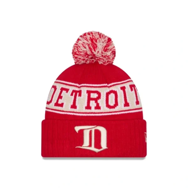 New Detroit Red Wings Historic Retro Pom Knit Hat - KTGCaps - Baseball caps for various teams, purchased online at a discount