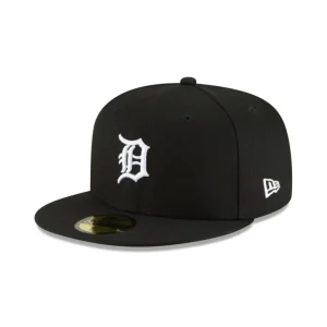 Best Detroit Tigers Basic Black and White 59FIFTY Fitted Hat - KTGCaps - Baseball caps for various teams, purchased online at a discount