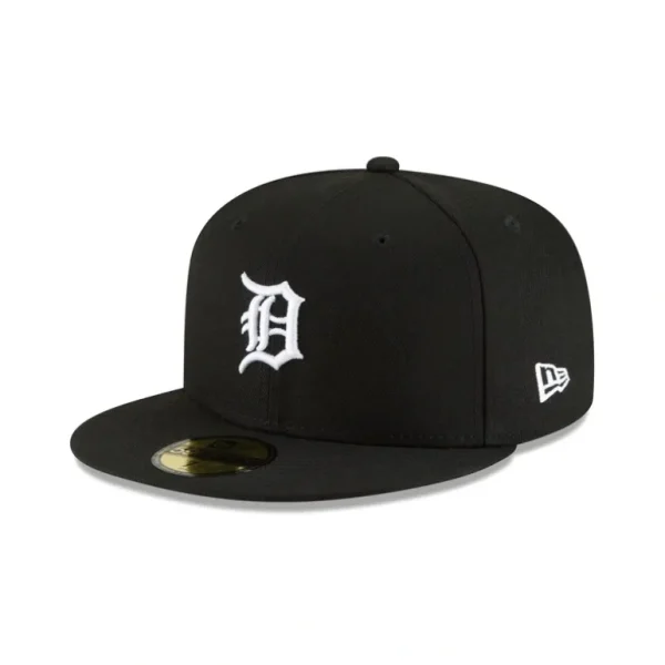 Best Detroit Tigers Basic Black and White 59FIFTY Fitted Hat - KTGCaps - Baseball caps for various teams, purchased online at a discount