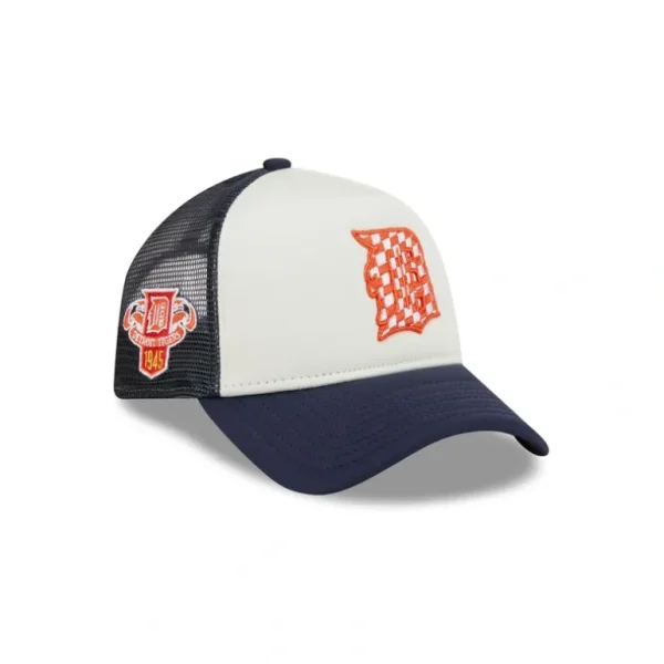 Online Detroit Tigers Checkered Flag 9FORTY AFrame Trucker Hat - KTGCaps - Baseball caps for various teams, purchased online at a discount