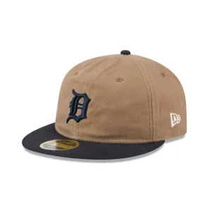 Best Sale Detroit Tigers Wax Canvas Retro Crown 59FIFTY Fitted Hat - KTGCaps - Baseball caps for various teams, purchased online at a discount