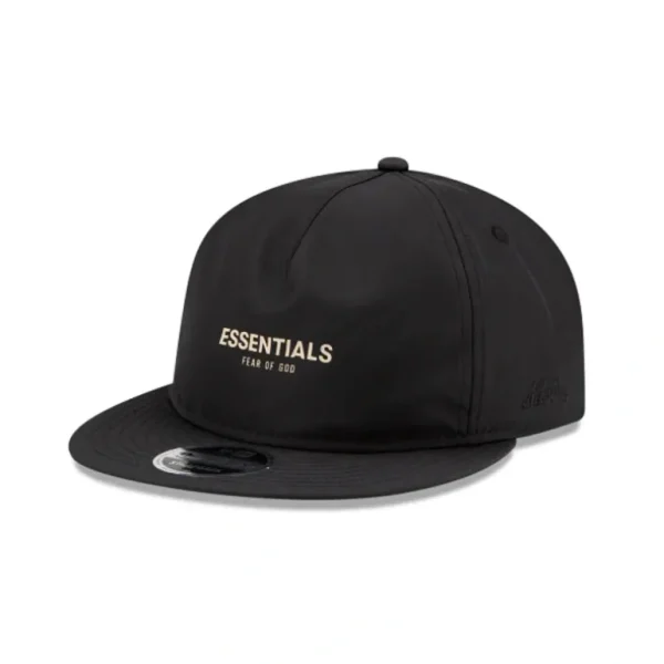 Best Fear Of God Essentials Retro Crown Black 9FIFTY Strapback Hat - KTGCaps - Baseball caps for various teams, purchased online at a discount