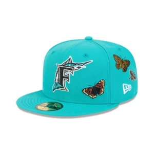 Best FELT x Miami Marlins Blue 59FIFTY Fitted Hat - KTGCaps - Baseball caps for various teams, purchased online at a discount