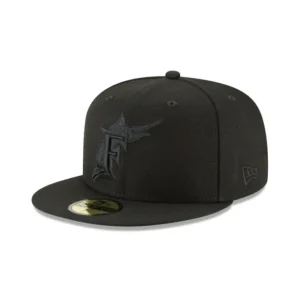 Store Florida Marlins Blackout Basic 59FIFTY Fitted Hat - KTGCaps - Baseball caps for various teams, purchased online at a discount