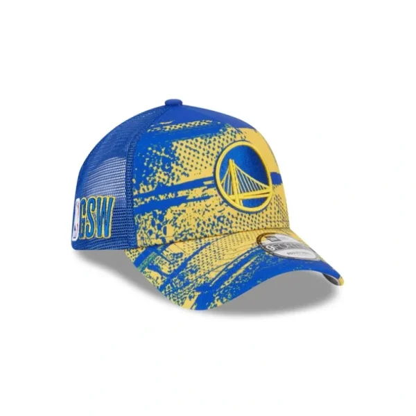 Outlet Golden State Warriors 2024 TipOff 9FORTY AFrame Trucker Hat - KTGCaps - Baseball caps for various teams, purchased online at a discount