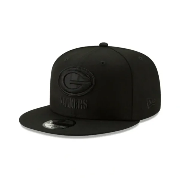 Outlet Green Bay Packers Basic Black On Black 9FIFTY Snapback Hat - KTGCaps - Baseball caps for various teams, purchased online at a discount
