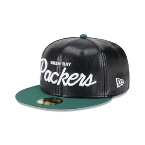 Shop Green Bay Packers Faux Leather Crown 59FIFTY Fitted Hat - KTGCaps - Baseball caps for various teams, purchased online at a discount