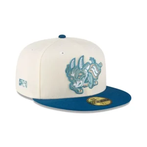 Best Hartford Yard Goats Chrome Blue 59FIFTY Fitted Hat - KTGCaps - Baseball caps for various teams, purchased online at a discount