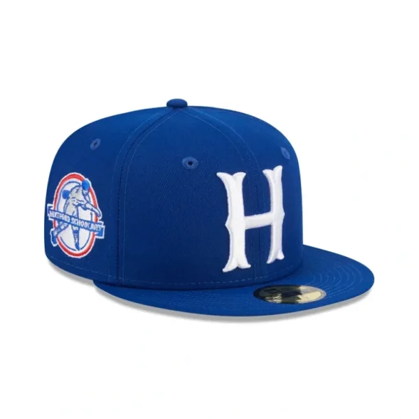 Best Sale Hartford Yard Goats Theme Night Blue 59FIFTY Fitted Hat - KTGCaps - Baseball caps for various teams, purchased online at a discount