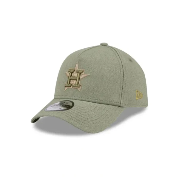 New Houston Astros Logo Essentials Olive 9FORTY AFrame Snapback Hat - KTGCaps - Baseball caps for various teams, purchased online at a discount