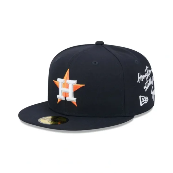 Shop Houston Astros Team Verbiage 59FIFTY Fitted Hat - KTGCaps - Baseball caps for various teams, purchased online at a discount