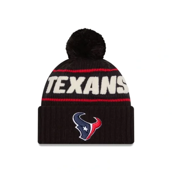 Store Houston Texans 2024 Cold Weather Black Pom Knit Hat - KTGCaps - Baseball caps for various teams, purchased online at a discount