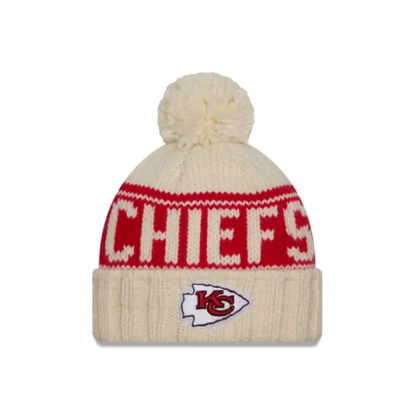 Store Kansas City Chiefs 2024 Cold Weather Chrome Pom Knit Hat - KTGCaps - Baseball caps for various teams, purchased online at a discount