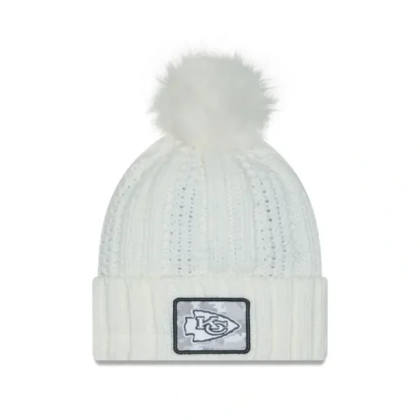Best Sale Kansas City Chiefs 2024 Salute to Service Womens Pom Knit Hat - KTGCaps - Baseball caps for various teams, purchased online at a discount