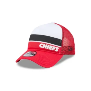 Best Kansas City Chiefs Color Block 9FORTY AFrame Trucker Snapback Hat - KTGCaps - Baseball caps for various teams, purchased online at a discount