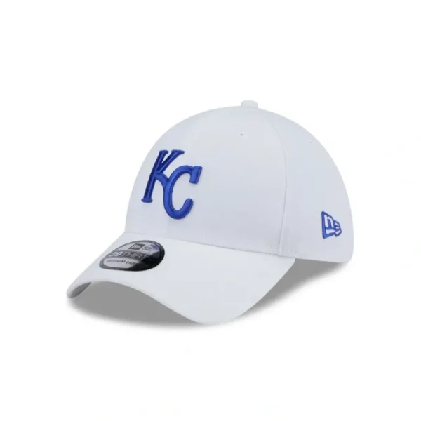 Best Sale Kansas City Royals Optic White 39THIRTY Stretch Fit Hat - KTGCaps - Baseball caps for various teams, purchased online at a discount