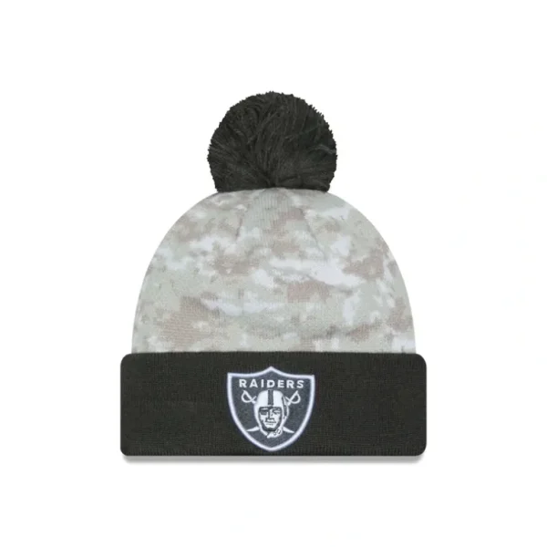 Hot Las Vegas Raiders 2024 Salute to Service Pom Knit Hat - KTGCaps - Baseball caps for various teams, purchased online at a discount