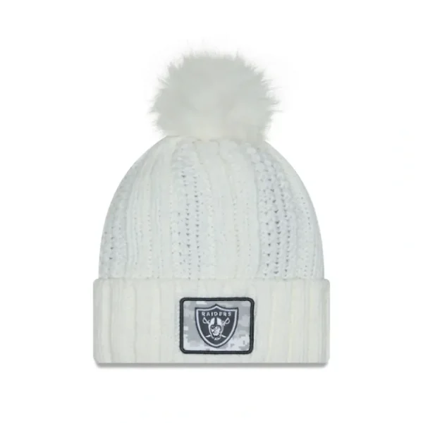 Store Las Vegas Raiders 2024 Salute to Service Womens Pom Knit Hat - KTGCaps - Baseball caps for various teams, purchased online at a discount