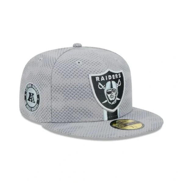 Best Las Vegas Raiders 2024 Sideline Gray 59FIFTY Fitted Hat - KTGCaps - Baseball caps for various teams, purchased online at a discount