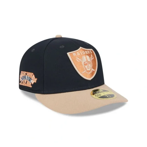 Hot Las Vegas Raiders Blue Ivory Low Profile 59FIFTY Fitted Hat - KTGCaps - Baseball caps for various teams, purchased online at a discount