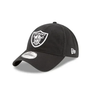 New Las Vegas Raiders Core Classic Black 9TWENTY Adjustable Hat - KTGCaps - Baseball caps for various teams, purchased online at a discount