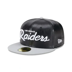 Hot Las Vegas Raiders Faux Leather Crown 59FIFTY Fitted Hat - KTGCaps - Baseball caps for various teams, purchased online at a discount