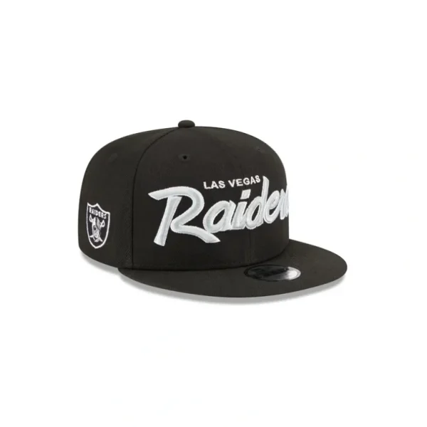 New Las Vegas Raiders Script Kids 9FIFTY Snapback Hat - KTGCaps - Baseball caps for various teams, purchased online at a discount