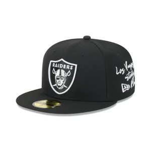 Shop Las Vegas Raiders Team Verbiage 59FIFTY Fitted Hat - KTGCaps - Baseball caps for various teams, purchased online at a discount