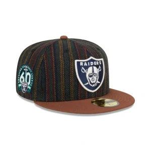New Las Vegas Raiders Vintage Herringbone 59FIFTY Fitted Hat - KTGCaps - Baseball caps for various teams, purchased online at a discount