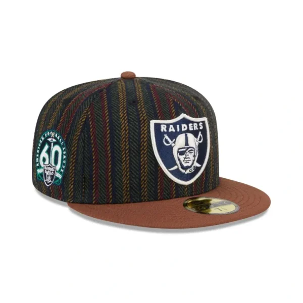 New Las Vegas Raiders Vintage Herringbone 59FIFTY Fitted Hat - KTGCaps - Baseball caps for various teams, purchased online at a discount