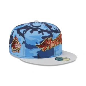 Best Sale Los Angeles Angels Blue Camo 59FIFTY Fitted Hat - KTGCaps - Baseball caps for various teams, purchased online at a discount