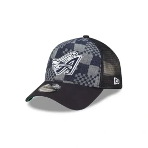 Caps* Los Angeles Angels Pattern Denim 9FORTY AFrame Trucker Hat - KTGCaps - Baseball caps for various teams, purchased online at a discount