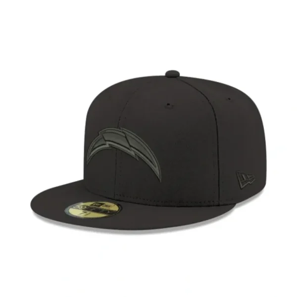 Shop Los Angeles Chargers Black On Black 59FIFTY Fitted Hat - KTGCaps - Baseball caps for various teams, purchased online at a discount