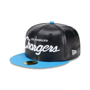 Caps* Los Angeles Chargers Faux Leather Crown 59FIFTY Fitted Hat - KTGCaps - Baseball caps for various teams, purchased online at a discount