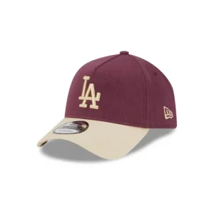 Caps* Los Angeles Dodgers Moleskin Crown Maroon 9FORTY AFrame Snapback Hat - KTGCaps - Baseball caps for various teams, purchased online at a discount