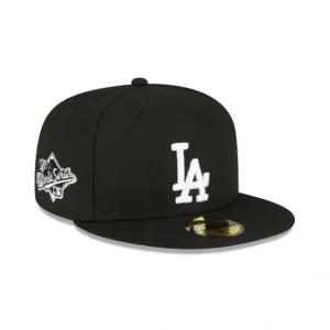 Caps* Los Angeles Dodgers Sidepatch Black 59FIFTY Fitted Hat - KTGCaps - Baseball caps for various teams, purchased online at a discount