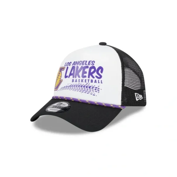 Caps* Los Angeles Lakers 2024 Rally Drive White 9FORTY AFrame Trucker Hat - KTGCaps - Baseball caps for various teams, purchased online at a discount