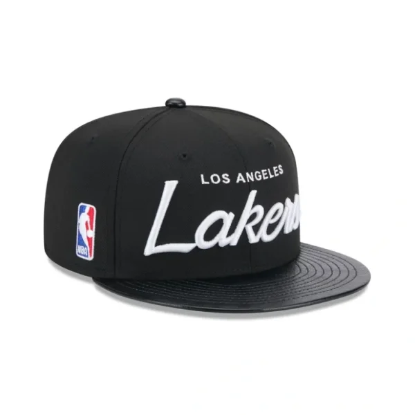 Caps* Los Angeles Lakers Faux Leather Visor 9FIFTY Snapback Hat - KTGCaps - Baseball caps for various teams, purchased online at a discount