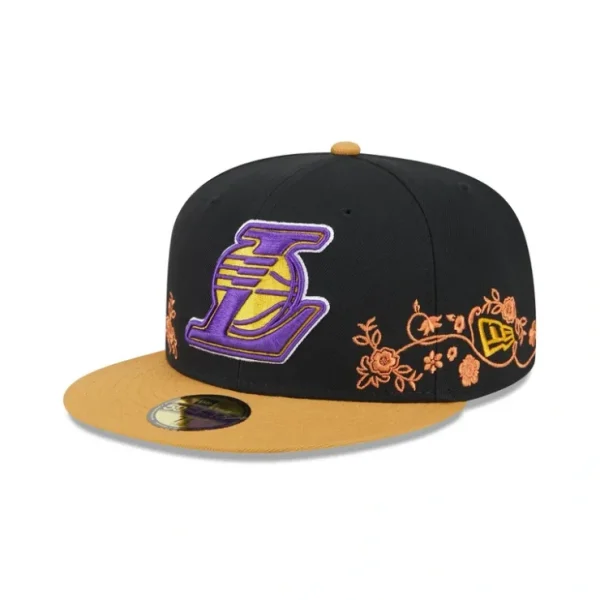 Caps* Los Angeles Lakers Floral Vine 59FIFTY Fitted Hat - KTGCaps - Baseball caps for various teams, purchased online at a discount