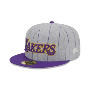 Caps* Los Angeles Lakers Heather Pinstripe 59FIFTY Fitted Hat - KTGCaps - Baseball caps for various teams, purchased online at a discount