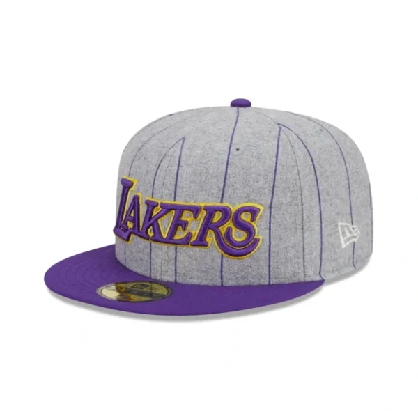 Caps* Los Angeles Lakers Heather Pinstripe 59FIFTY Fitted Hat - KTGCaps - Baseball caps for various teams, purchased online at a discount