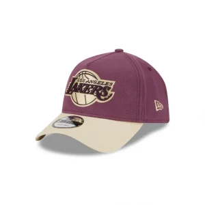 Caps* Los Angeles Lakers Moleskin Crown Maroon 9FORTY AFrame Snapback Hat - KTGCaps - Baseball caps for various teams, purchased online at a discount