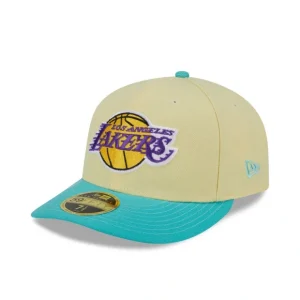 Caps* Los Angeles Lakers Soft Yellow Low Profile 59FIFTY Fitted Hat - KTGCaps - Baseball caps for various teams, purchased online at a discount
