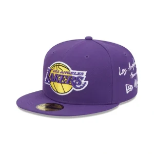 Caps* Los Angeles Lakers Team Verbiage 59FIFTY Fitted Hat - KTGCaps - Baseball caps for various teams, purchased online at a discount